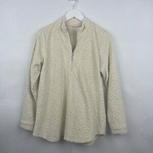 Soft Surroundings Off White Luxe Sherpa Pullover Fleece Size Small